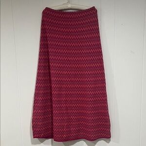 Zara Pink and Purple Zigzag A-Line Skirt sz L midi